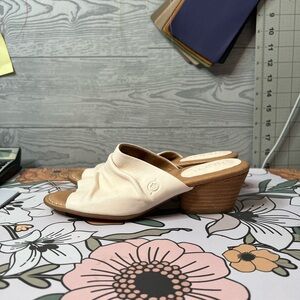 Born Cream Leather Mules